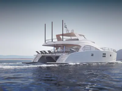 Large luxurious catamaran 3D model