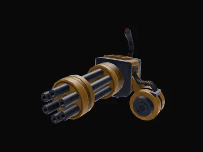 Stylized Sci-Fi Battle Minigun Gameready asset Low-poly 3D model