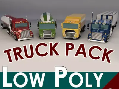 Low Poly Cartoon Truck Pack 01