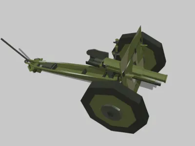 76-mm-gun military cannon Low-poly 3D model