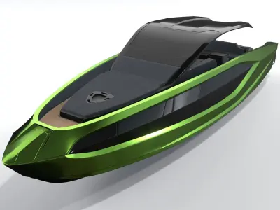 Tecnomar 63 motor yacht speedboat GREEN 3D model
