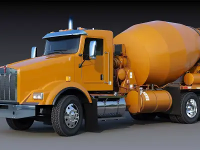 Kenworth T800 Concrete Mixer Truck Low-poly 3D model