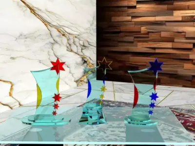 3D Glass Trophy with Customizable Colors  Realistic Design 3D model