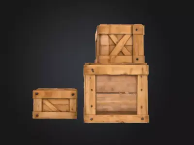 Wooden Crates Low-poly 3D model buy