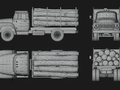 Logging Truck Low-poly 3D model
