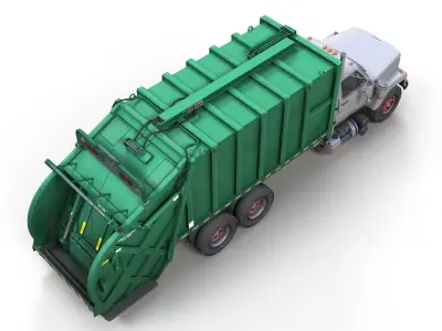 80s refuse truck Low-poly 3D model