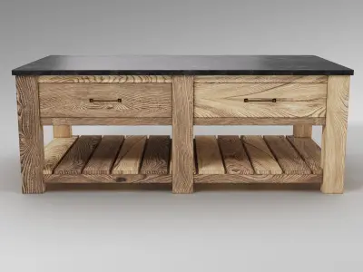Pottery Barn - Parker 50inch Reclaimed Wood Coffee Table 3D model