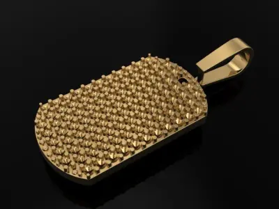 Flat Dainty Dogtag ID Bar Diamond Cluster Pendant 3D print model