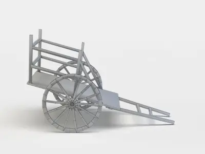 Hay wagon Low-poly 3D model