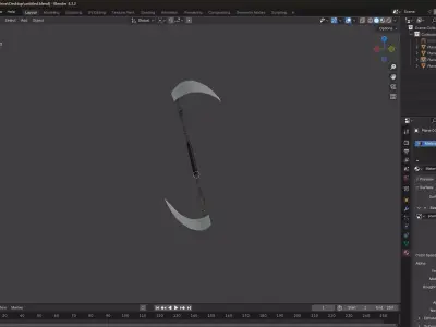 Fantasy Double Blade Scythe Game Ready Low-poly 3D model