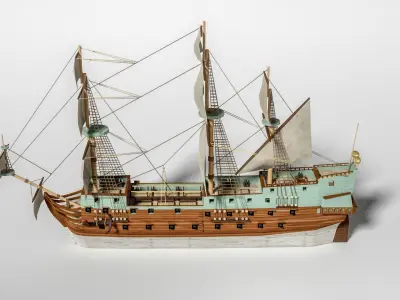 Historical German escort sail ship 3D model