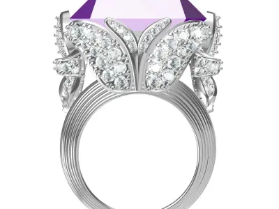 Antique Floral Design Cocktail Ring 3D print model