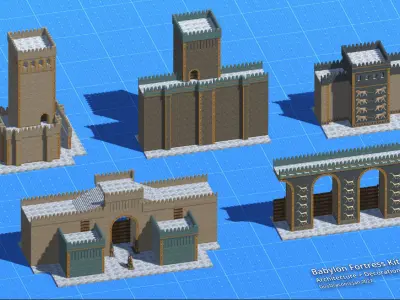 Babylon Fortress Kit B Decoration Low-poly 3D model