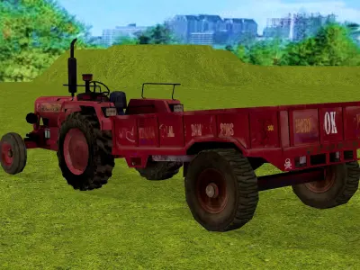 Old Farm Tractor Low-poly 3D model