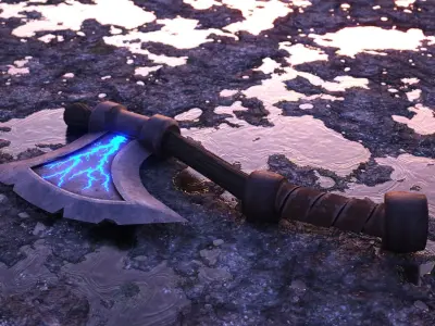 Game ready Low poly  Axe - 3D model -Lightning Low-poly 3D model