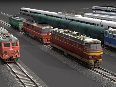 train-bullet train-rail train 3D model