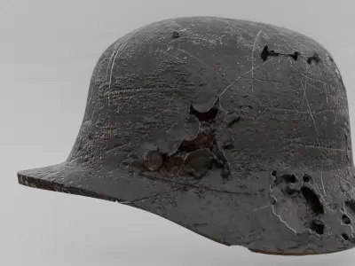 Rusted WW II Helmet Low-poly 3D model