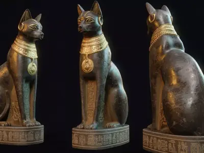 Bastet Statue - Ancient Egyptian Cat Goddess Low-poly 3D model
