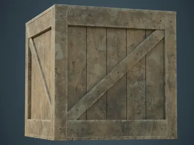 Wooden Box 1B Low-poly 3D model
