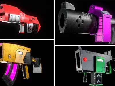 Weapons pack Free low-poly 3D model