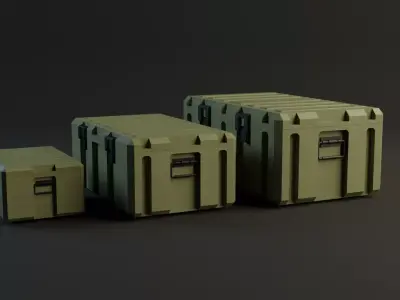 Military boxes without decals GameReady Low-poly  Low-poly 3D model