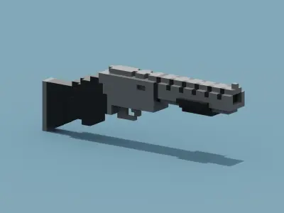 Voxel Gun Low-poly 3D model