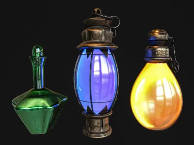 Magic Bottles Low-poly 3D model