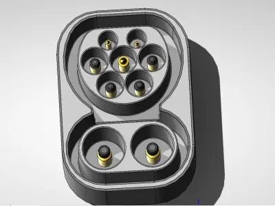 CCS Combo 2 Vehicle inlet  modes 2 and 3 and 4 IEC62196-3-2014 3D print model