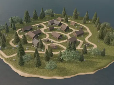 Island Village 3D model get