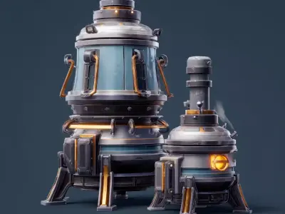Stylized Scifi Furnaces 3D model