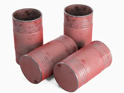 Old Steel Barrel 01 Low-poly 3D model