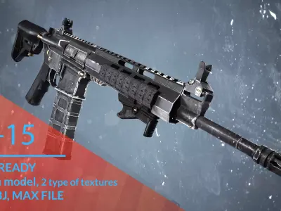 AR-15 custom Low-poly 3D model