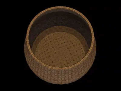 Medieval Wicker Basket   Game Ready Prop Low-poly 3D model