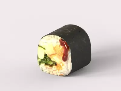 Sushi Tempura fried eggplant and zucchini 3D model