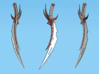 Curved Dagger Low-poly 3D model