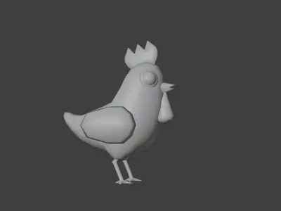 White Chicken Low-poly 3D model