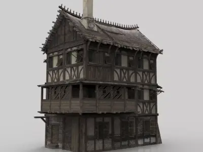 Medieval house fantasy 07 Low-poly 3D model