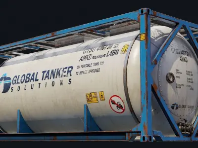 Low Poly PBR ISO Tank Container Low-poly 3D model