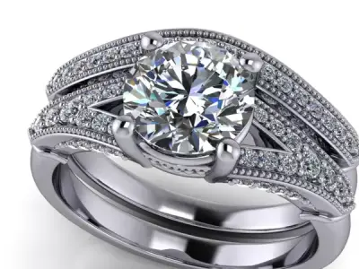 Engagement Ring Vintage Filigree Ring Milgrain Art Deco Antique  3D print model