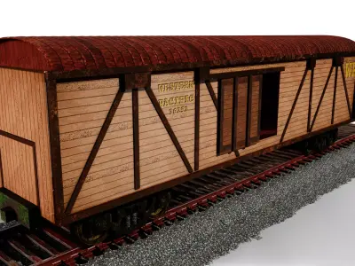 Western Pacific Wooden Railroad Car 3D Model Summary 3D model