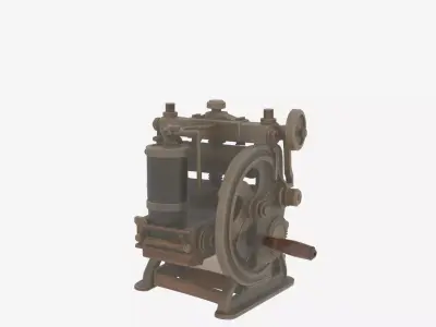 Vintage 3D Bank Note Press Machine Detailed Roller Assembly 3D model