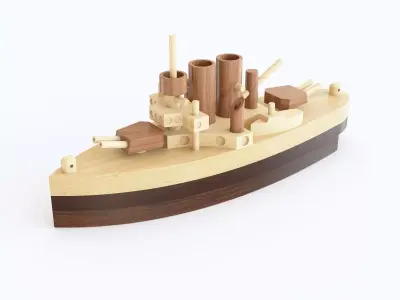 Wooden toy ship 05 3D model
