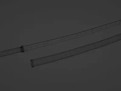 Katana Low-poly 3D model 7