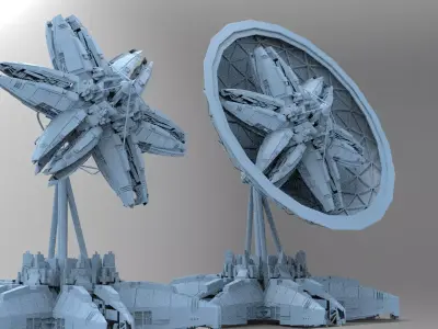 Alien Satellite Dish Base 2 models  3D model