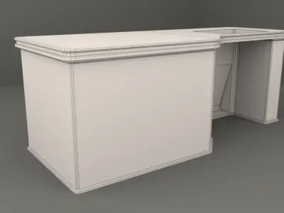Sci fi Desk - Space Bunker Low-poly 3D model