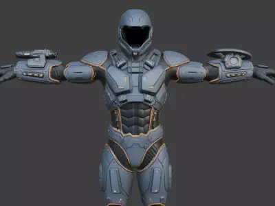 Futuristic Sci-Fi Soldier 3D Model 3D model