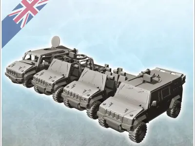 Set of British vehicles Iveco LMV Lince Panther CLV with differe 3D print model