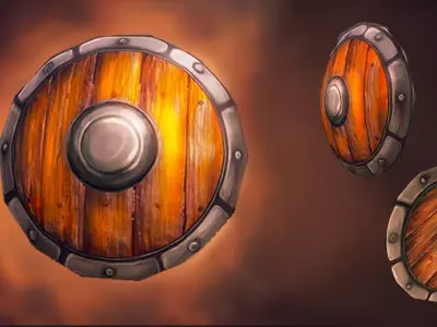Shield - Low poly wooden Low-poly 3D model
