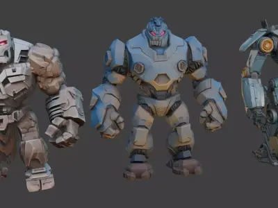 Cyberpunk Heavy Mechs LowPoly Low-poly 3D model