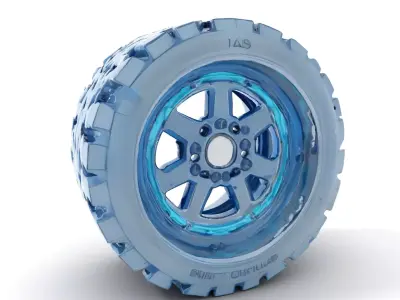HighPerformance OffRoad Tire and Rim Model Pack Low-poly 3D model